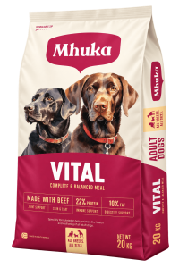 Mhuka Vital adult dog food with beef, 20kg bag